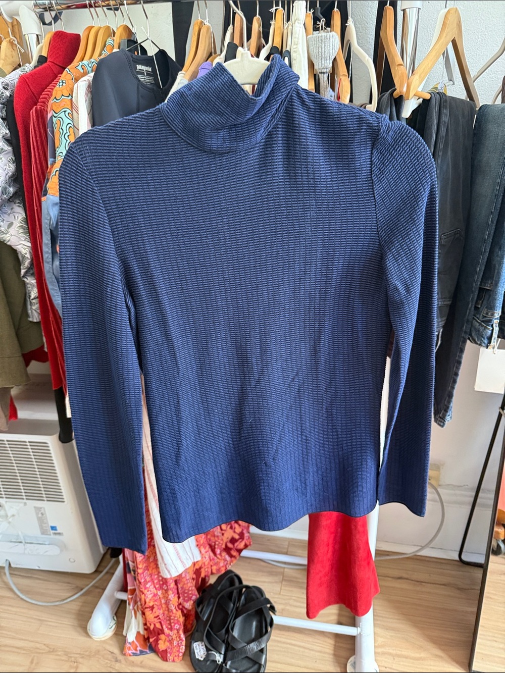 Emporio Armani Navy Knit Ribbed Turtleneck Longsleeve Shirt